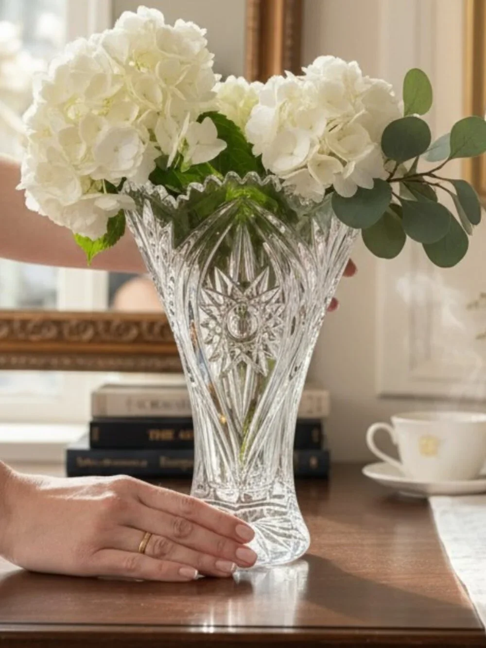 Vintage Nachtmann Bavarian Crystal Vase Starburst Cut Glass Germany 9.5